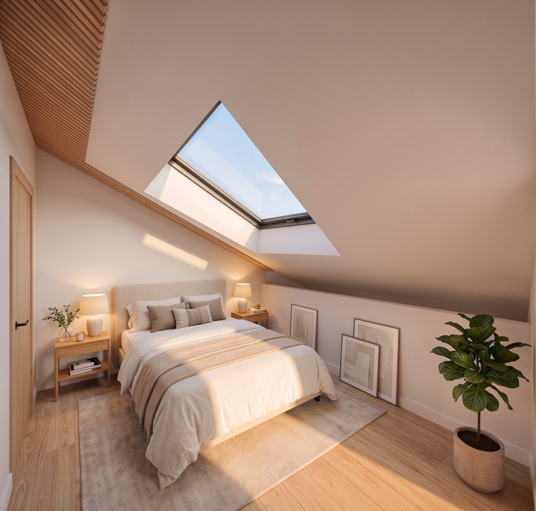 Dormitorio con lucernario