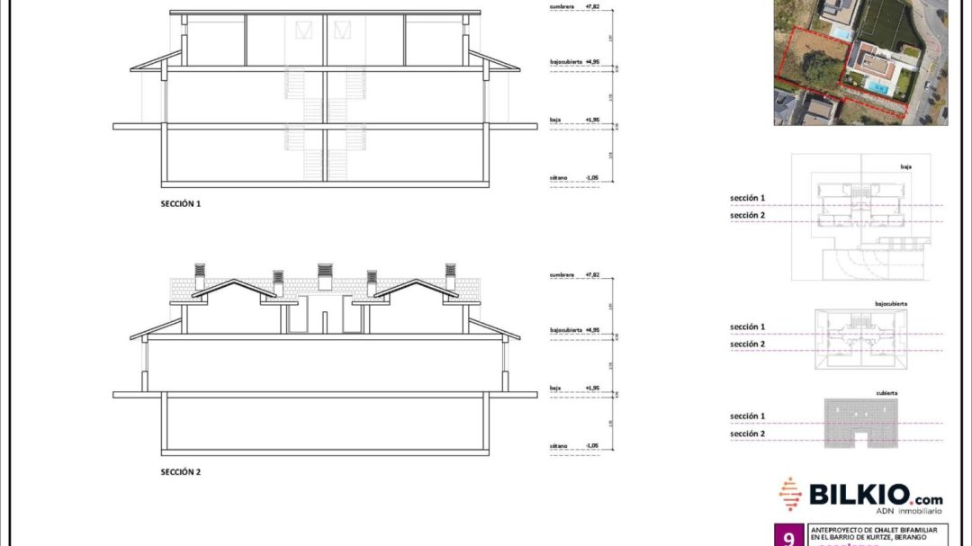 9. CHALET BERANGO. Anteproyecto. Secciones (longitudinales)